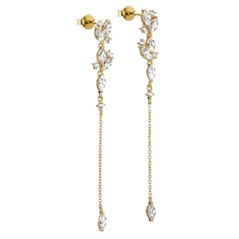 lange Zirkon ketten ohrringe in vergoldetem Silber