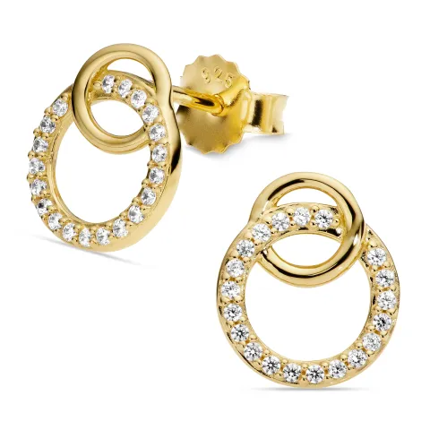 runden Zirkon Ohrringe in vergoldetem Silber