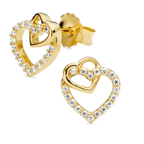 Herz Zirkon Ohrringe in vergoldetem Silber