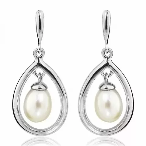 Lange Tropfen Perle Ohrringe in Silber