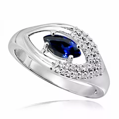 Ringe: blauem Saphir Ring aus rhodiniertem Silber