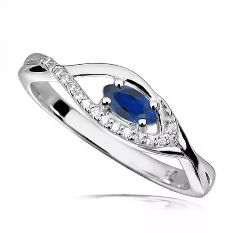 blauem Ring aus rhodiniertem Silber