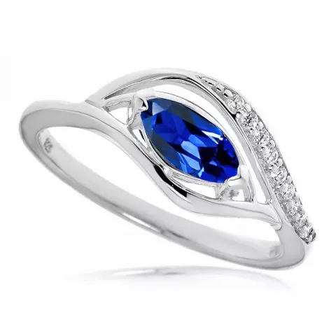 Polierter blauem Silber Ring aus rhodiniertem Silber