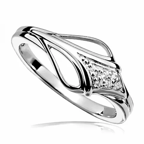 abstraktem Zirkon Ring aus rhodiniertem Silber