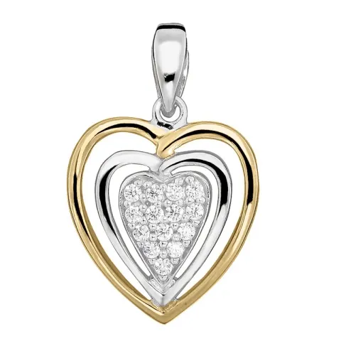 Herz Anhänger aus rhodiniertem Silber und vergoldetem Sterlingsilber