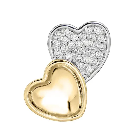 Doppeltes Herz Anhänger aus rhodiniertem Silber und vergoldetem Sterlingsilber