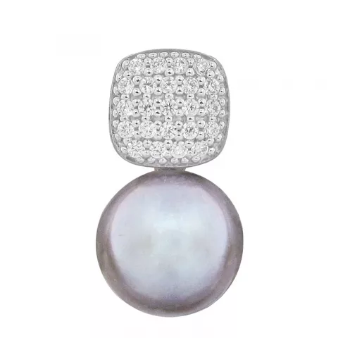 Viereckigem Perle Anhänger aus rhodiniertem Silber