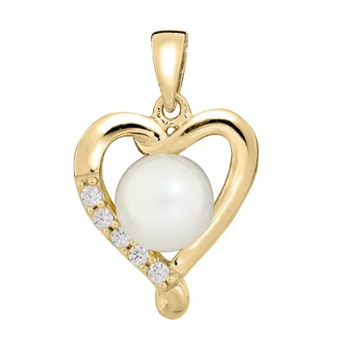 Elegant Herz Perle Anhänger aus vergoldetem Sterlingsilber