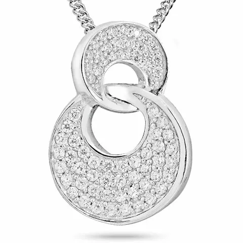 Doppeltes runder Zirkon Anhänger aus rhodiniertem Silber