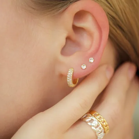 13,5 mm Zirkon Kreole in vergoldetem Silber - Lumé Illume