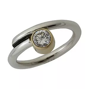 Elegant RS of Scandinavia Ring in Silber mit 14 Karat Gold weißem Zirkon