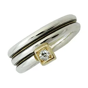RS of Scandinavia Ring in Silber mit 14 Karat Gold weißem Zirkon