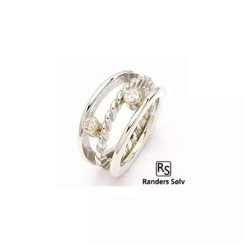 RS of Scandinavia Ring in Silber und 14 Karat Gold weißem Zirkon