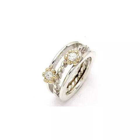 RS of Scandinavia Blume Ring in Silber und 14 Karat Gold weißen Zirkonen