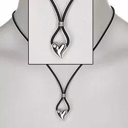 RS of Scandinavia Herz Anhänger mit Halskette in Silber mit Gummiband weißem Zirkon