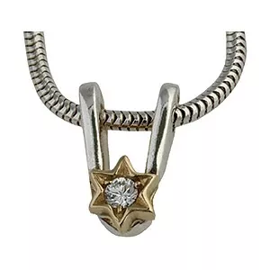 RS of Scandinavia Stern Anhänger mit Halskette in Silber mit 14 Karat Gold weißem Zirkon