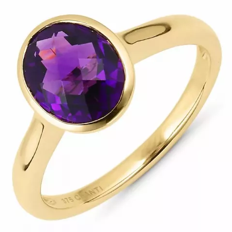 ovaler violettem Amethyst Gold Ring in 9 Karat Gold 