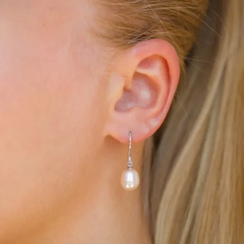 8-8,5 mm Perle Ohrringe in Silber