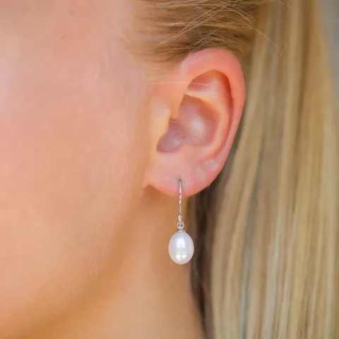 8-8,5 mm Perle Ohrringe in Silber