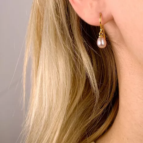 6-6,5 mm Perle Ohrringe in vergoldetem Silber