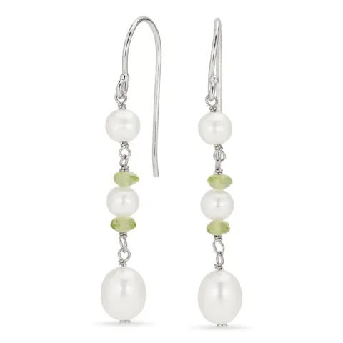 lange Perle Ohrringe in rhodiniertem Silber