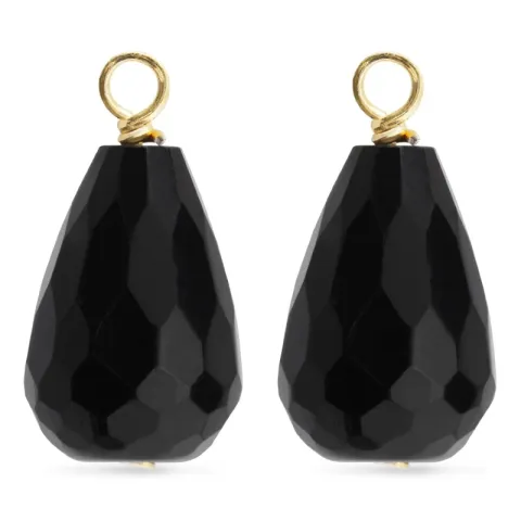 schwarzem Tropfen Bergkristall Anhänger für Ohrringe in vergoldetem Silber - Mix & Match