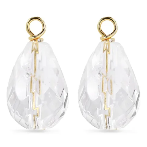 Klare Tropfen Bergkristall Anhänger für Ohrringe in vergoldetem Silber - Mix & Match
