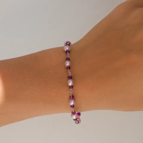 Violettem Perle Armband aus rhodiniertem Silber