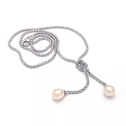 Perle Halskette mit Anhänger aus rhodiniertem Silber