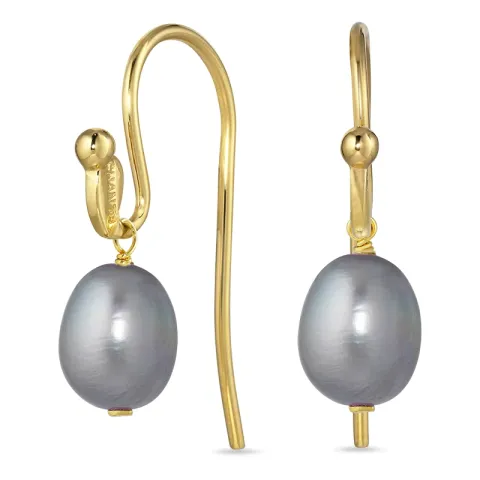 grauem Perle Ohrringe in vergoldetem Silber