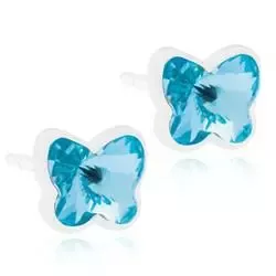 Kleinen Blomdahl Schmetterling Ohrringe in Kunststoff blauen Bergkristallen