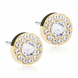 Blomdahl runden Ohrringe in vergoldetes Titanium weißem Swarovski-Kristalle