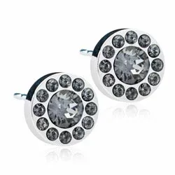 8 mm Blomdahl runden Ohrringe in Titan schwarzem Swarovski-Kristalle