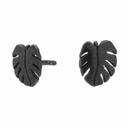 NORDAHL ANDERSEN Leaf Blatt Ohrringe in oxidiertem Sterlingsilber