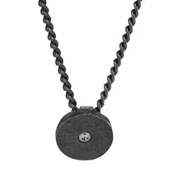 NORDAHL ANDERSEN Spot Kreis Anhänger mit Halskette in oxidiertem Sterlingsilber weißem Zirkon