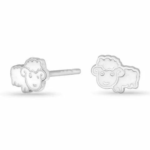 NORDAHL ANDERSEN Schaf Ohrringe in rhodiniertem Silber weißem Emaille