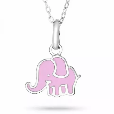 NORDAHL ANDERSEN Elefant Halskette mit Anhänger in rhodiniertem Silber rosa Emaille