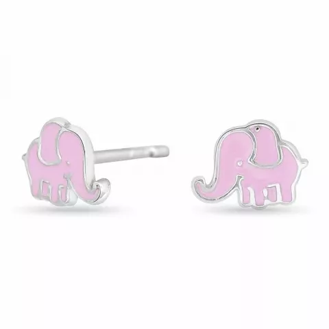 NORDAHL ANDERSEN Elefant Ohrringe in rhodiniertem Silber rosa Emaille