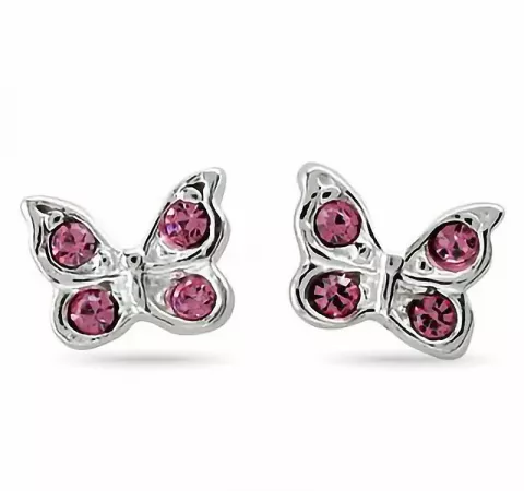 NORDAHL ANDERSEN Schmetterling Ohrringe in rhodiniertem Silber pink Zirkon