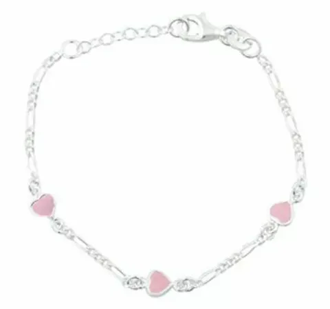 Kinder NORDAHL ANDERSEN Herz Armband in rhodiniertem Silber rosa Emaille