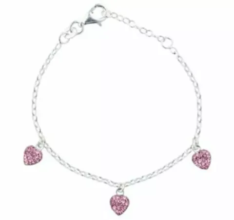 Kinder NORDAHL ANDERSEN Herz Armband in rhodiniertem Silber rosa Zirkon