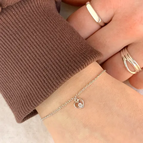 Kinder NORDAHL ANDERSEN Herz Armband in rhodiniertem Silber weißem Zirkon