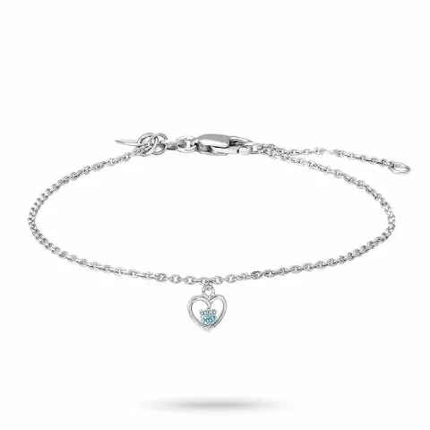 Kinder NORDAHL ANDERSEN Herz Armband in rhodiniertem Silber blauem Zirkon