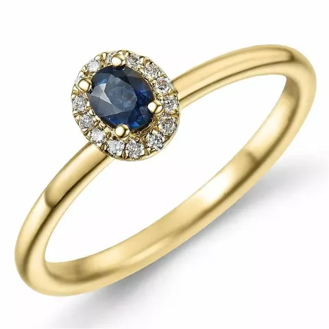 ovaler Saphir Diamantring in 14 Karat Gold 0,25 ct 0,05 ct