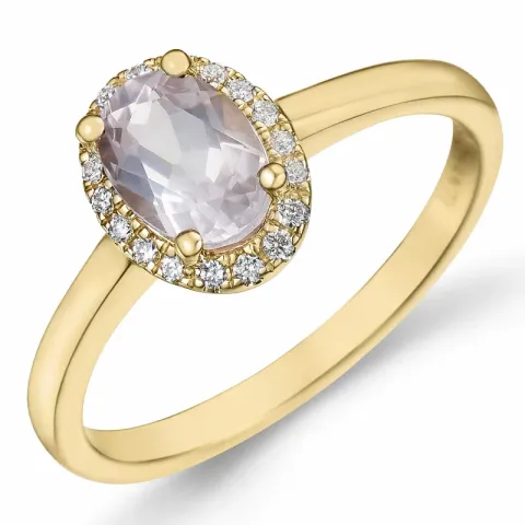 ovaler Quarz Diamantring in 14 Karat Gold 0,80 ct 0,09 ct