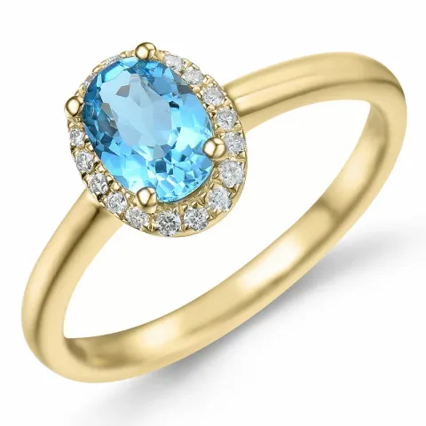 ovaler Topas Diamantring in 14 Karat Gold 0,92 ct 0,09 ct