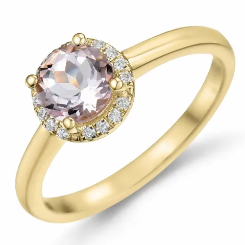 runder morganit Diamantring in 14 Karat Gold 0,75 ct 0,08 ct