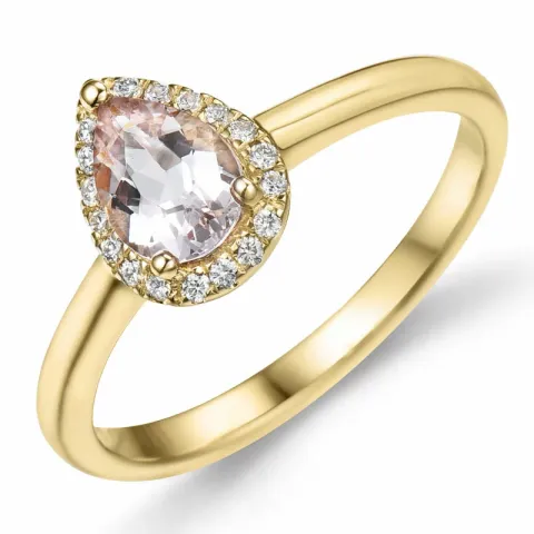 Tropfen morganit Diamantring in 14 Karat Gold 0,64 ct 0,09 ct