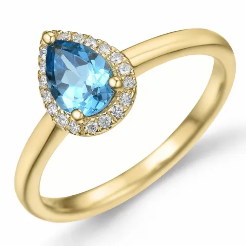 Tropfen Topas Diamantring in 14 Karat Gold 0,85 ct 0,09 ct