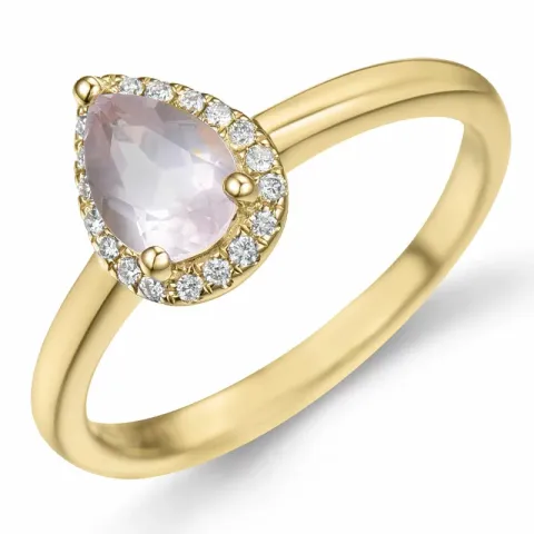 Tropfen Quarz Diamantring in 14 Karat Gold 0,68 ct 0,09 ct